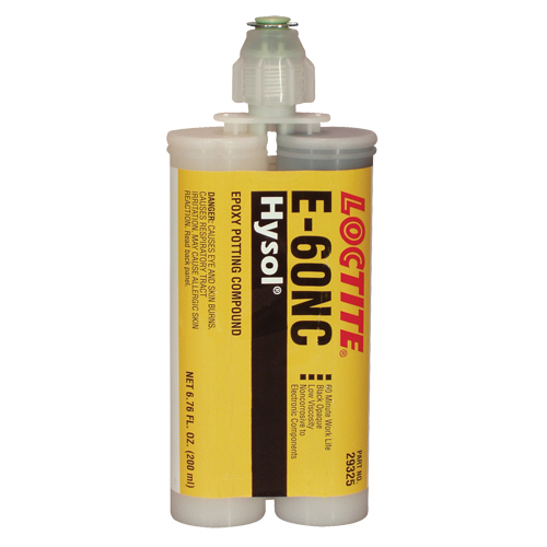 Adh&eacute;sifs structuraux non corrosifs pour les composants &eacute;lectriques E-60NC, 200 ml, Cartouche double, Deux composants, Noir Groupe Generik