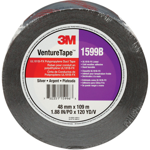 1599B Venture Tape Polypropylene Tape, 3 mils, Silver, 48 mm (2") x 109.7 m (359.9') Groupe Generik