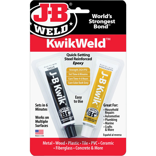 Colle &eacute;poxyde KwikWeld, Deux composants, Tube, 2 oz, Gris Groupe Generik