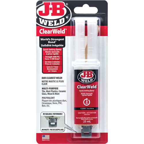 Adh&eacute;sif ClearWeld, 25 ml, Seringue, Deux composants, Transparent Groupe Generik