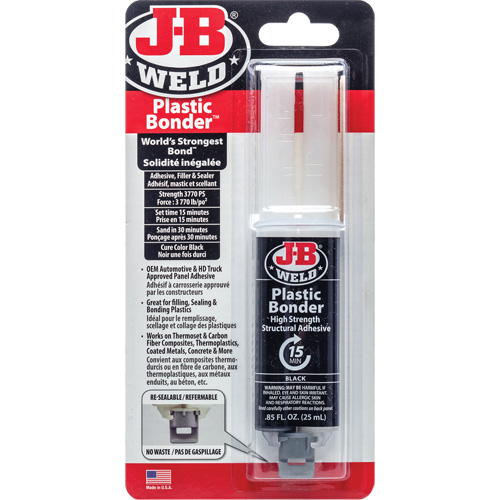 Plastic Bonder Adhesive, 25 ml, Syringe, Two-Part, Black Groupe Generik
