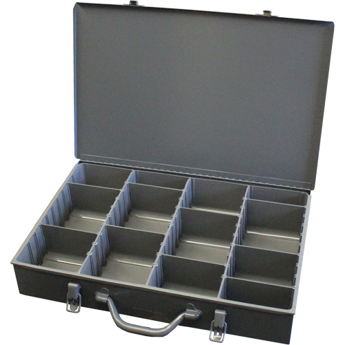 Boîtes &agrave; compartiments ajustables, Acier, Variable compartiments, 18" la x 12" p, 3" h, Gris Groupe Generik