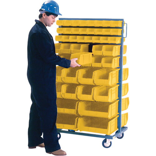 Double-Sided Mobile Bin Rack, Double-sided, 96 bins, 36" W x 24" D x 63" H Groupe Generik