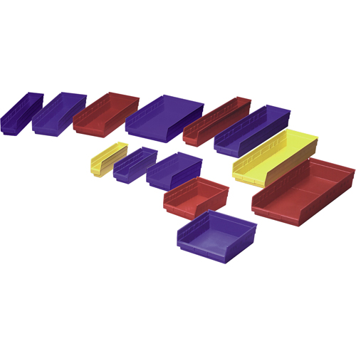 Bacs de rangement pour tablettes, 11-1/8" la x 4" H x 23-5/8" p, Jaune, Capacit&eacute; 50 lb Groupe Generik
