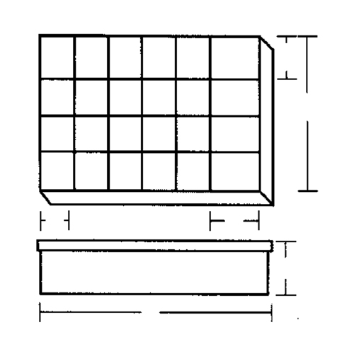 Boîte &agrave; compartiments, Plastique, 24 compartiments, 18-1/2" la x 13" p, 3" h, Gris Groupe Generik