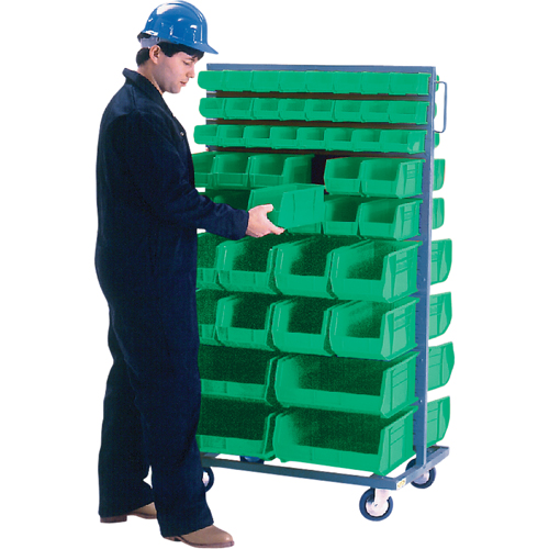 Double-Sided Mobile Bin Rack, Double-sided, 96 bins, 36" W x 24" D x 63" H Groupe Generik