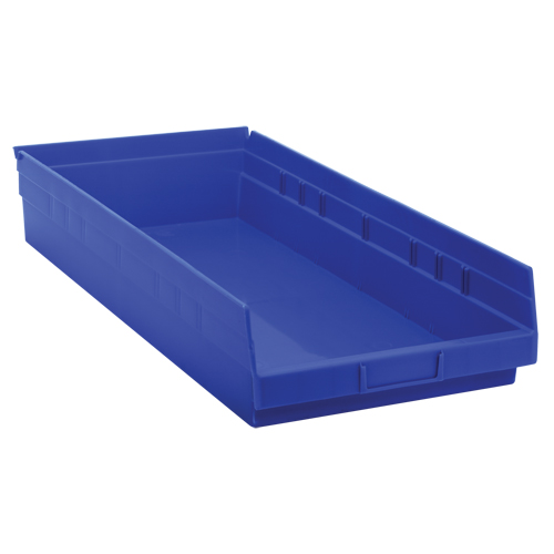 Bacs de rangement pour tablettes, 11-1/8" la x 4" H x 23-5/8" p, Bleu, Capacit&eacute; 50 lb Groupe Generik