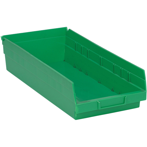 Shelf Bins, 8-1/8" W x 4" H x 17-7/8" D, Green, 40 lbs. Capacity Groupe Generik
