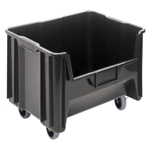 Bac g&eacute;ant mobile empilable, 12-7/16" ha x 19-7/8" la x 15-1/4" p, Capacit&eacute; de 250 lb, Noir Groupe Generik