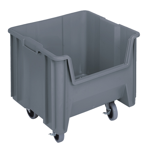 Bac g&eacute;ant mobile empilable, 12-1/2" ha x 16-1/2" la x 17-1/2" p, Capacit&eacute; de 250 lb, Gris Groupe Generik
