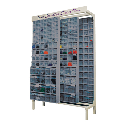Syst&egrave;me de stockage &agrave; glissi&egrave;re &agrave; bacs basculants autonome, 48" la x 18" p x 77" h, 180 tiroirs Groupe Generik