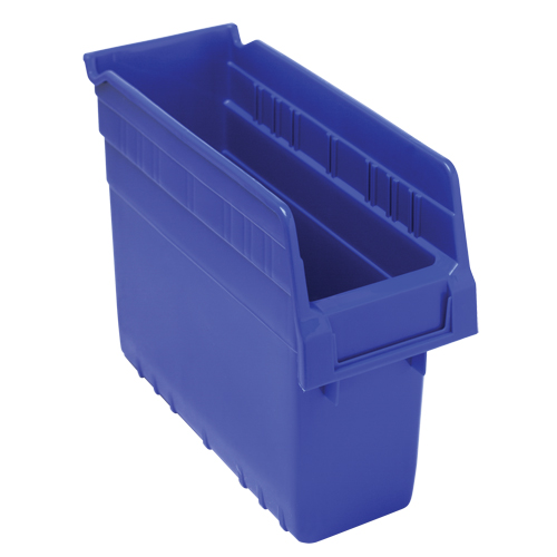 Store-Max Shelf Bins, 4-3/8" W x 8" H x 11-5/8" D, Blue, 44 lbs. Capacity Groupe Generik