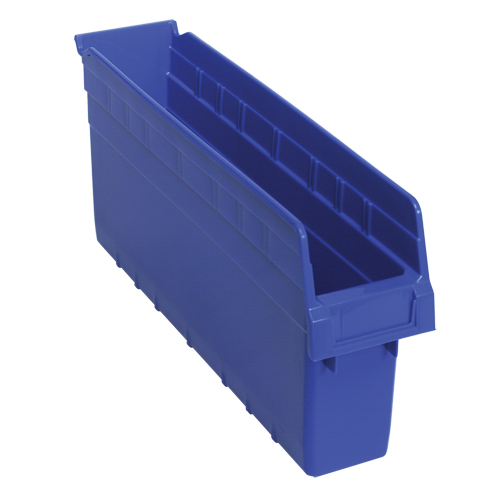 Store-Max Shelf Bins, 4-3/8" W x 8" H x 17-7/8" D, Blue, 56 lbs. Capacity Groupe Generik
