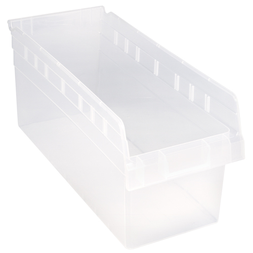 Store-Max Shelf Bins, 8-3/8" W x 8" H x 17-7/8" D, Clear, 56 lbs. Capacity Groupe Generik