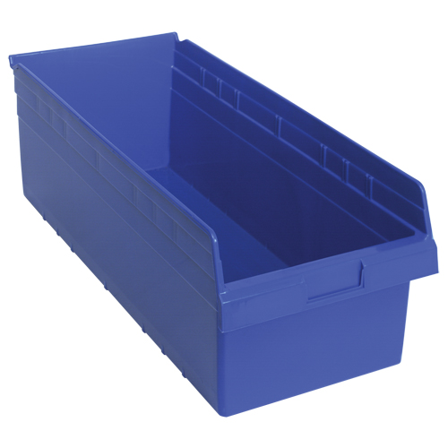 Store-Max Shelf Bins, 11-1/8" W x 8" H x 23-5/8" D, Blue, 68 lbs. Capacity Groupe Generik