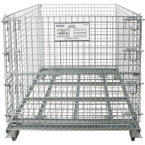 Conteneur repliable en m&eacute;tal grillag&eacute;, 48" la x 40" p x 36" h, Capacit&eacute; de 4000 lb Groupe Generik