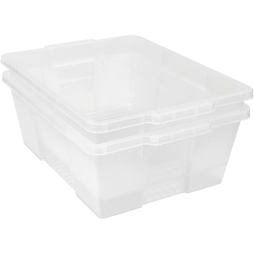 Contenant avec loquets en plastique,  la x 21" p x 7,75" h, Noir Groupe Generik