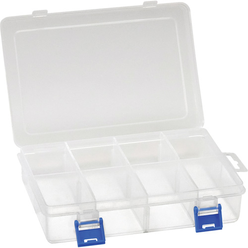 Boîte &agrave; compartiments en plastique, 5,5" la x 7,75" p x 1,75" h, 8 compartiments Groupe Generik