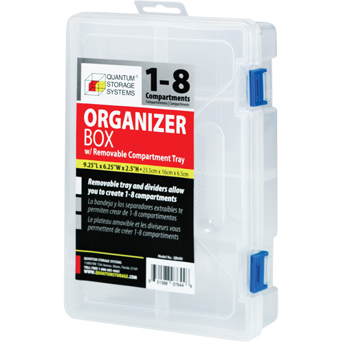 Boîte &agrave; compartiments en plastique, 6,25" la x 9,25" p x 2,2" h, 8 compartiments Groupe Generik