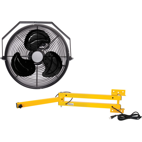 Trousse de ventilateur pour poste de travail industriel avec bras double verrouillable, Industriel, 3 vitesses, Diam&egrave;tre de 12" Groupe Generik