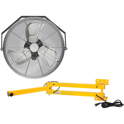Trousse de ventilateur pour poste de travail industriel avec bras double verrouillable, Industriel, 3 vitesses, Diam&egrave;tre de 18" Groupe Generik