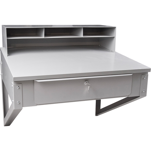 Wall-Mounted Shop Desk, 34-1/2" W x 28" D x 31" H, Grey Groupe Generik