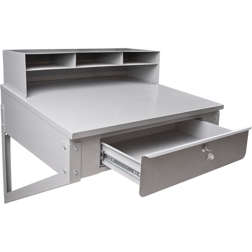 Wall-Mounted Shop Desk, 34-1/2" W x 28" D x 31" H, Grey Groupe Generik