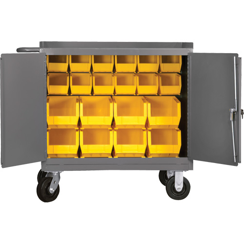 Mobile Workbench Cabinet with Bins, Steel Surface Groupe Generik