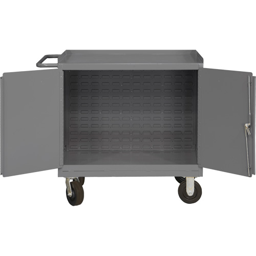 Mobile Workbench Cabinet with Louvered Panel Back, Steel Surface Groupe Generik