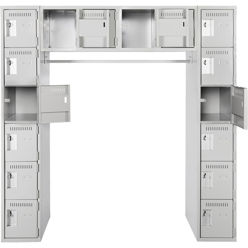 Arche de casiers &eacute;conomiques assembl&eacute;s Clean Line, 16 niveaux, Bloc de 3, 18" x 72" x 12", Acier Groupe Generik