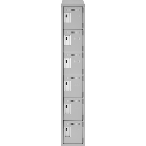 Petits casiers Clean Line, 6 niveaux, 12" x 18" x 78", Acier, Gris, Rivet (assembl&eacute;) Groupe Generik