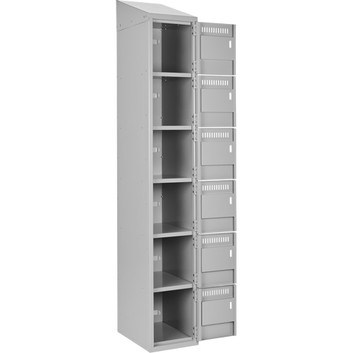 Clean Line Lockerette , 6 -tier, Bank of 4, 48" x 18" x 78", Steel, Grey, Rivet (Assembled) Groupe Generik