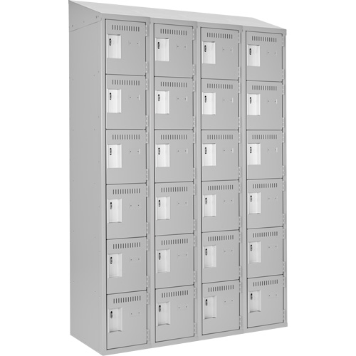 Clean Line Lockerette , 6 -tier, Bank of 4, 48" x 18" x 78", Steel, Grey, Rivet (Assembled) Groupe Generik