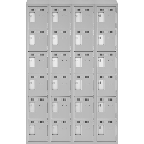 Clean Line Lockerette , 6 -tier, Bank of 4, 48" x 18" x 78", Steel, Grey, Rivet (Assembled) Groupe Generik