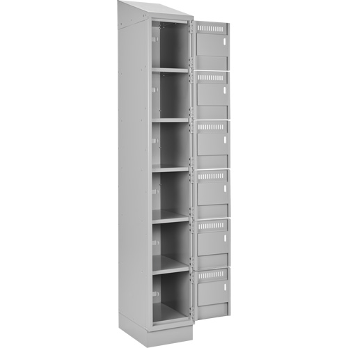Clean Line Lockerette, 6 -tier, Bank of 3, 36" x 18" x 82", Steel, Grey, Rivet (Assembled) Groupe Generik
