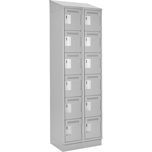 Clean Line Lockerette, 6 -tier, Bank of 2, 24" x 18" x 82", Steel, Grey, Rivet (Assembled) Groupe Generik