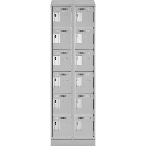 Clean Line Lockerette, 6 -tier, Bank of 2, 24" x 18" x 82", Steel, Grey, Rivet (Assembled) Groupe Generik