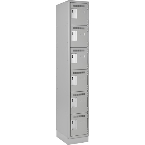 Clean Line Lockerette, 6 -tier, 12" x 18" x 76", Steel, Grey, Rivet (Assembled) Groupe Generik