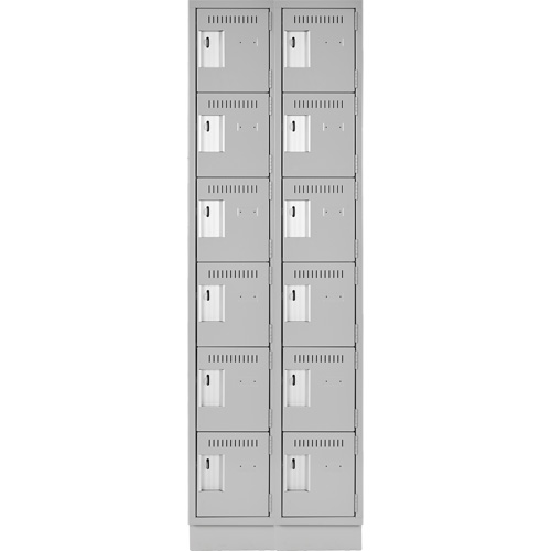 Clean Line Lockerette, 6 -tier, Bank of 2, 24" x 18" x 76", Steel, Grey, Rivet (Assembled) Groupe Generik