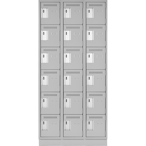 Clean Line Lockerette, 6 -tier, Bank of 3, 36" x 18" x 76", Steel, Grey, Rivet (Assembled) Groupe Generik