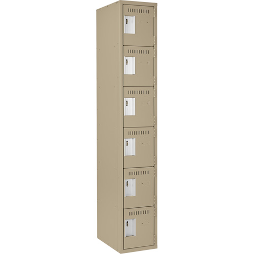 Clean Line Lockerette, 6 -tier, 12" x 18" x 72", Steel, Beige, Rivet (Assembled) Groupe Generik