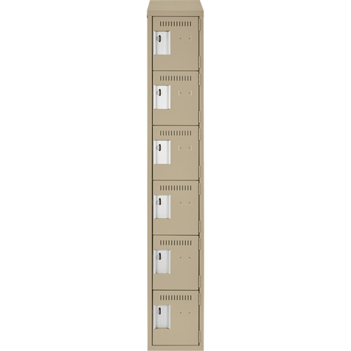Clean Line Lockerette, 6 -tier, 12" x 18" x 78", Steel, Beige, Rivet (Assembled) Groupe Generik