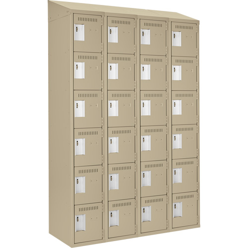 Clean Line Lockerette, 6 -tier, Bank of 4, 48" x 18" x 78", Steel, Beige, Rivet (Assembled) Groupe Generik