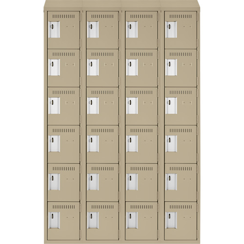 Clean Line Lockerette, 6 -tier, Bank of 4, 48" x 18" x 78", Steel, Beige, Rivet (Assembled) Groupe Generik