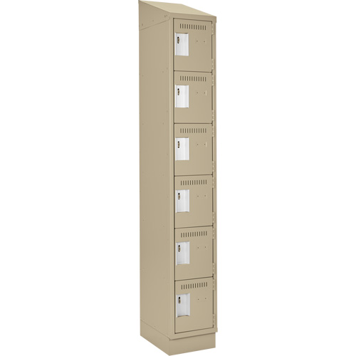 Petits casiers Clean Line, 6 niveaux, 12" x 18" x 82", Acier, Beige, Rivet (assembl&eacute;) Groupe Generik