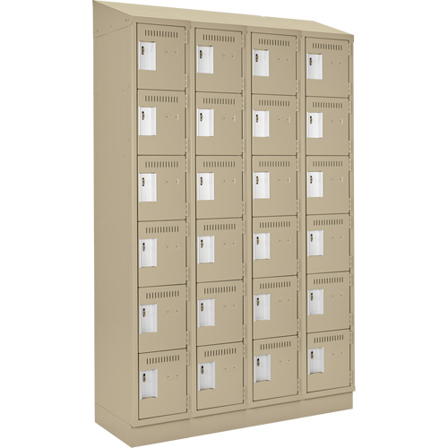 Clean Line Lockerette , 6 -tier, Bank of 4, 48" x 18" x 82", Steel, Beige, Rivet (Assembled) Groupe Generik