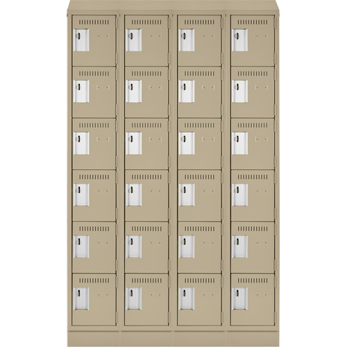 Clean Line Lockerette , 6 -tier, Bank of 4, 48" x 18" x 82", Steel, Beige, Rivet (Assembled) Groupe Generik