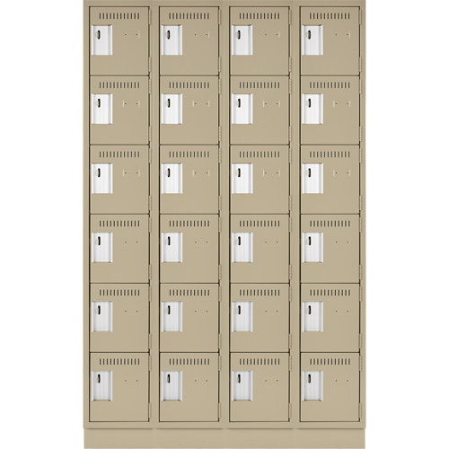Clean Line Lockerette, 6 -tier, Bank of 4, 48" x 18" x 76", Steel, Beige, Rivet (Assembled) Groupe Generik