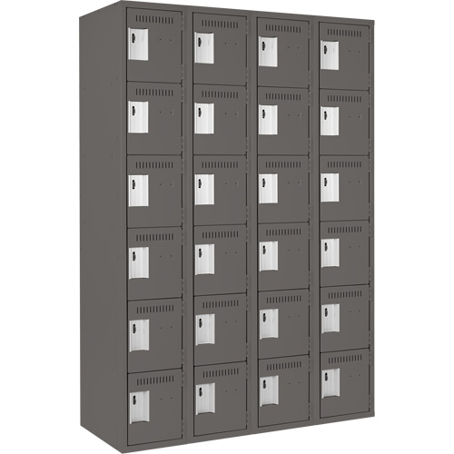Petits casiers Clean Line, 6 niveaux, Bloc de 4, 48" x 18" x 72", Acier, Charbon, Rivet (assembl&eacute;) Groupe Generik