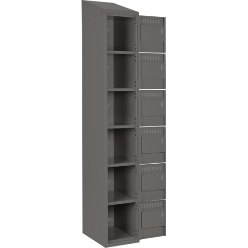 Clean Line Lockerette, 6 -tier, Bank of 4, 48" x 18" x 78", Steel, Charcoal, Rivet (Assembled) Groupe Generik